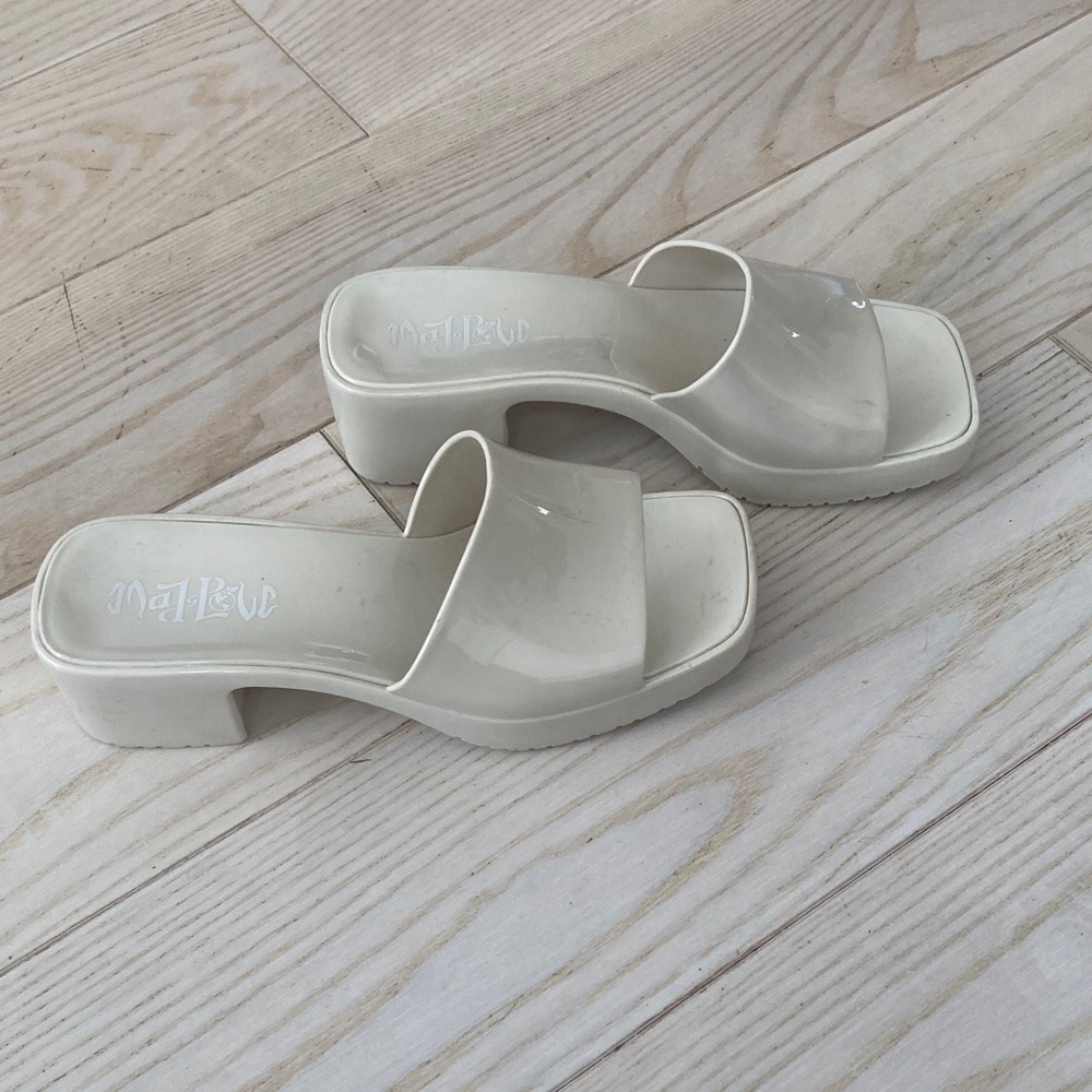 Open Toe Cream Slide Jelly Sandals